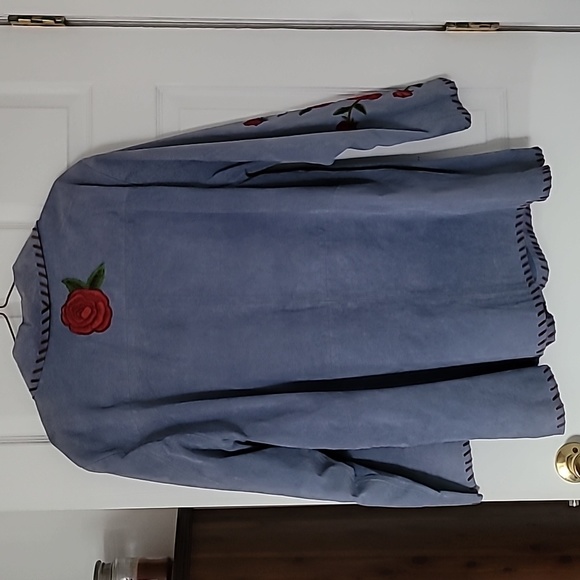 Leather Rose Embroidered Jacket - Picture 2 of 4